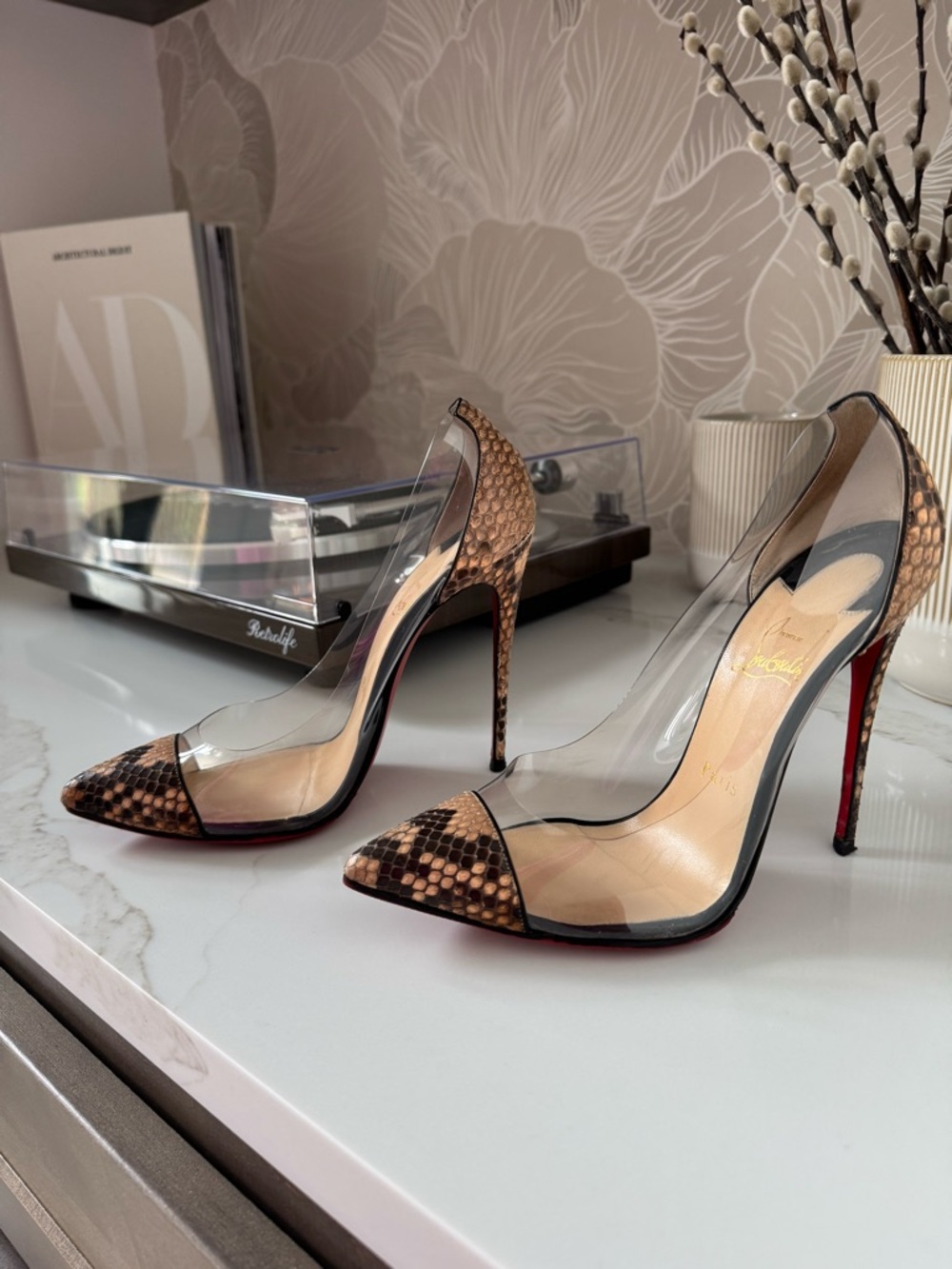Christian Louboutin 120 debout python lucido/PVC clear pump heels. - Picture 10 of 15